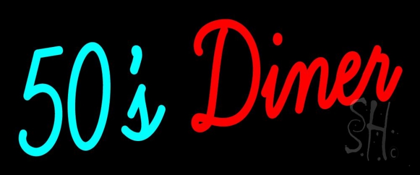 Turquoise 50s Red Diner Neon Sign