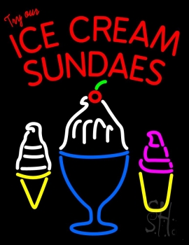 Double Stroke Ice Cream Sundaes Neon Sign