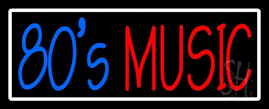 White Border Blue 80s Red Music Neon Sign