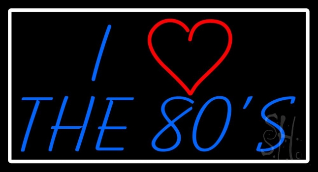 White Border Love 80s Neon Sign