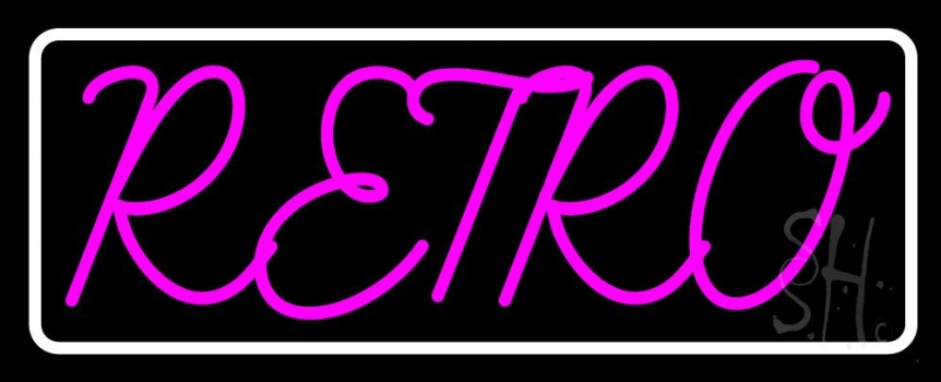 White Border Pink Retro Neon Sign