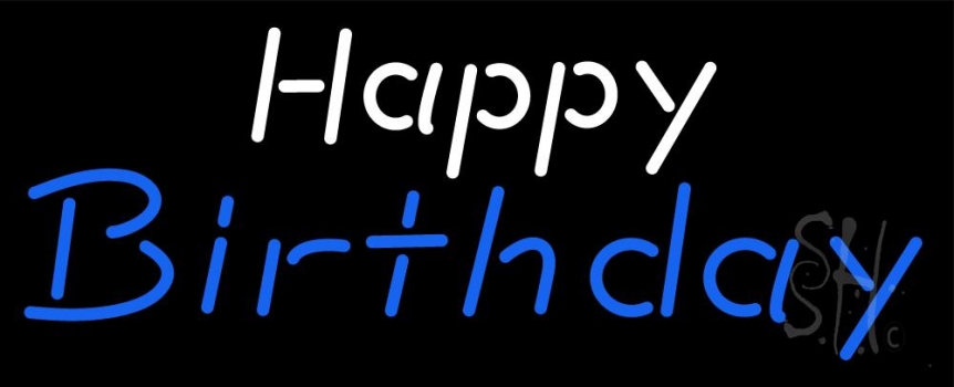 White Happy Blue Birthday Neon Sign