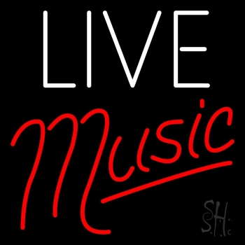 White Live Red Music Neon Sign