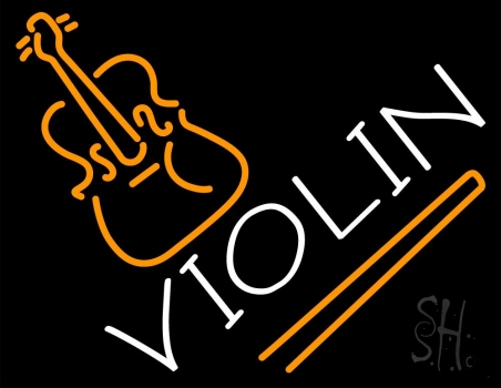 White Violin Neon Sign