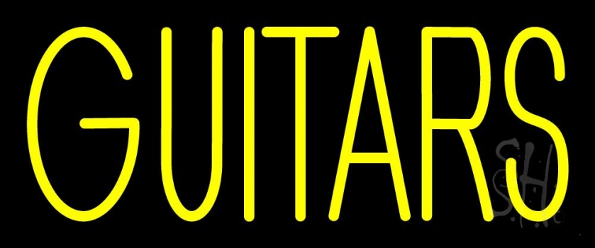 Yellow Guitars Green Line Neon Sign