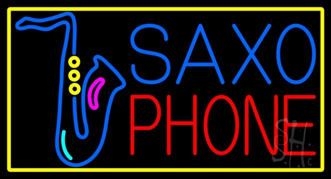 Yellow Saxophone Musical Note Neon Sign