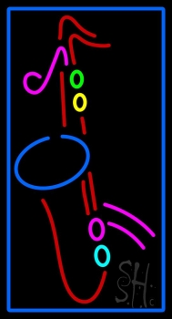 Yellow Saxophone Red Musical Note Neon Sign