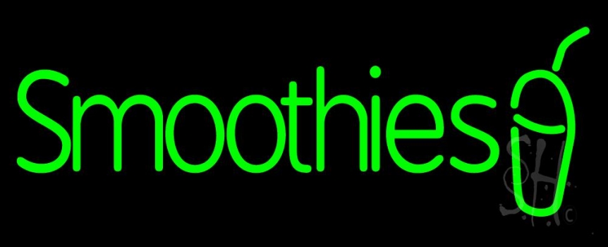 Green Smoothies With Glass Neon Sign