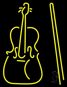 Yellow Violin Logo Neon Sign