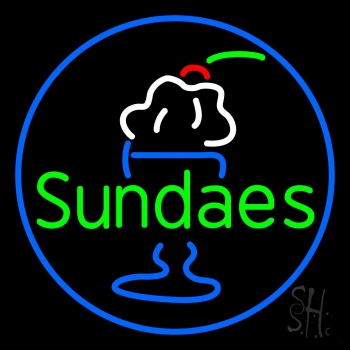 Green Sundaes Cone Neon Sign