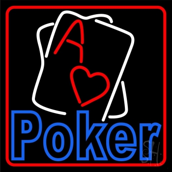 Blue Poker With Cards Neon Sign