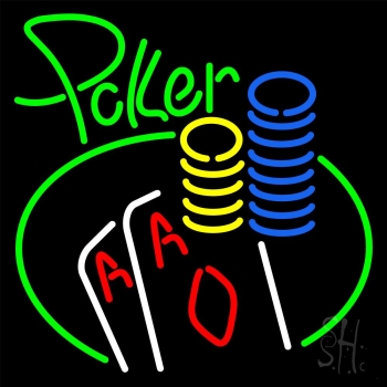 Cursive Green Poker Neon Sign