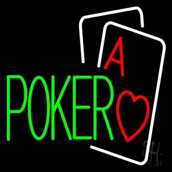 Green Poker With Cards Neon Sign