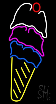Layered Ice Cream Cone Neon Sign