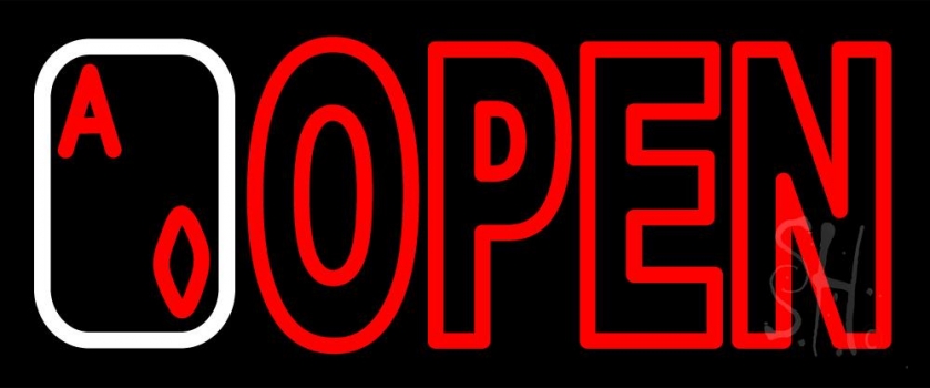 Open Royal Flush Poker Neon Sign