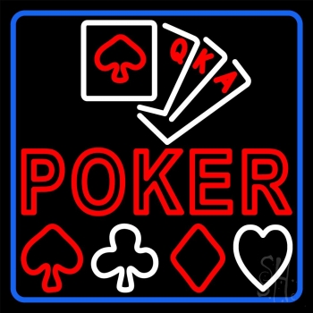 Poker With Cards Neon Sign