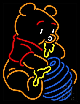 Pooh Eating Honey Neon Sign