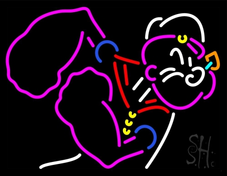Popeye Sailor Anchor Tattoo Neon Sign
