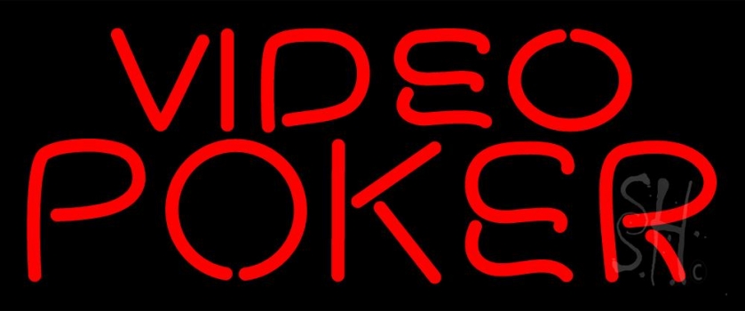 Red Video Poker Neon Sign