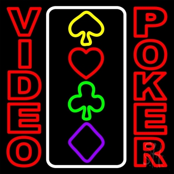 Red Video Poker Neon Sign
