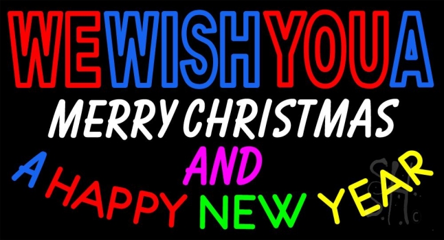 Wishing Merry Christmas Happy New Year Neon Sign