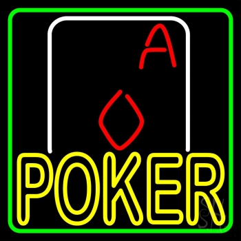 Yellow Poker With Cards Neon Sign