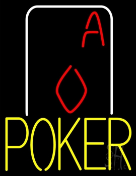 Yellow Poker With Cards Neon Sign