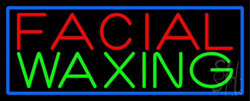 Blue Facial And Waxing Blue Border Neon Sign