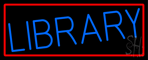 Blue Library Neon Sign