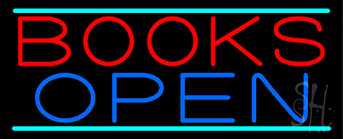 Books Open Neon Sign