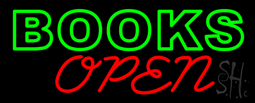 Books Red Open Neon Sign