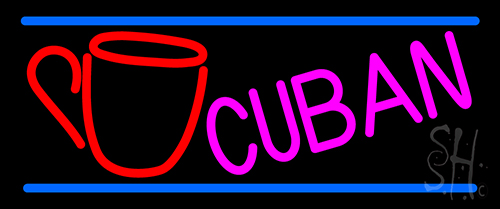 Cuban With Coffee Cup Neon Sign