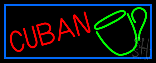 Cuban With Coffee Cup Neon Sign