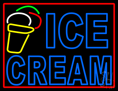 Double Stroke Blue Ice Cream Cone Neon Sign