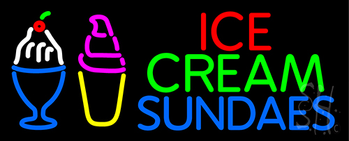 Double Stroke Ice Cream Sundaes Neon Sign