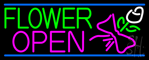 Flowers Open Logo Neon Sign