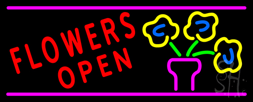 Flowers Open Neon Sign