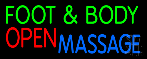 Foot And Body Massage Open Neon Sign