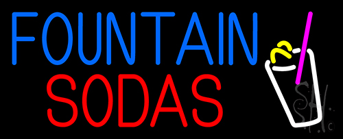 Fountain Sodas With Glass Neon Sign