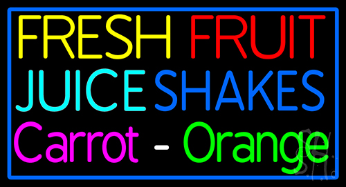 Fresh Fruit Juice Carrot Orange Shakes Neon Sign