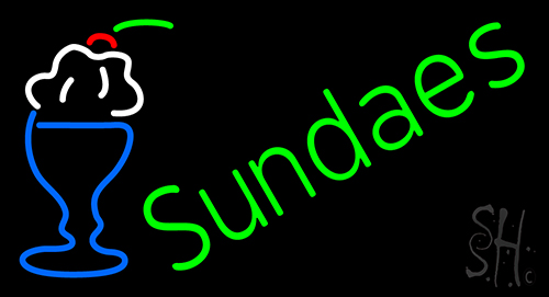 Green Sundaes Cone Neon Sign