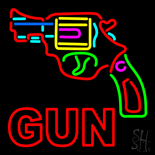 Gun Logo Neon Sign | Military Neon Signs | Neon Light