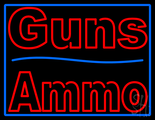 Guns Blue Line Ammo Neon Sign