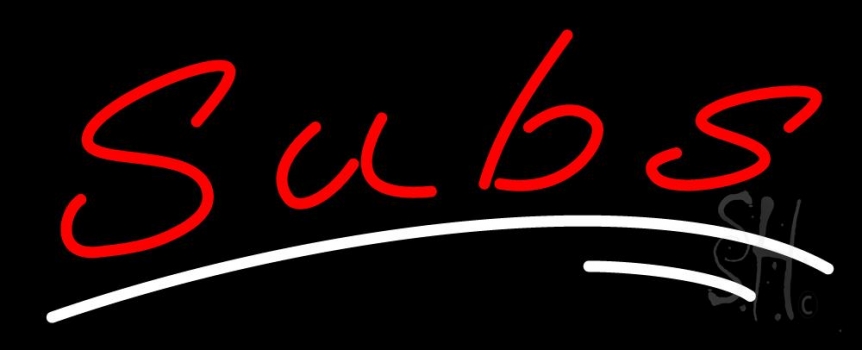Red Subs With White Line Neon Sign