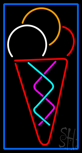Multicolored Ice Cream Cone Neon Sign