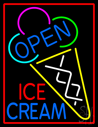 Open Ice Cream Open Neon Sign