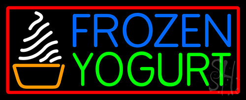 Oval Blue Green Frozen Yogurt Neon Sign