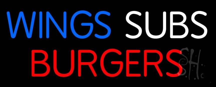 Wings Subs Burgers Neon Sign
