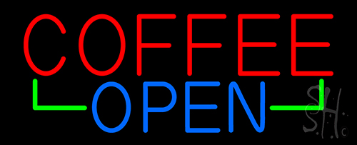 Red Coffee Open Neon Sign