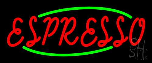 Red Espresso With Green Borders Neon Sign